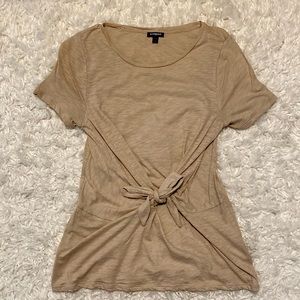 Tan T-shirt with front tie. Size small. Express Brand.